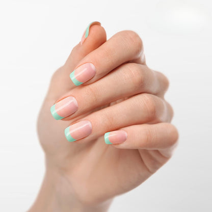 Semi Cured Gel Nail Strips Greeny French