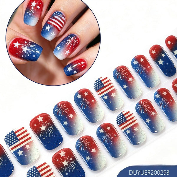 Independence Day 20 Finger Semi-Cure Gel Nail