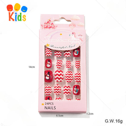 Mini press on nails for kids 24Pcs-12Size PNT-27