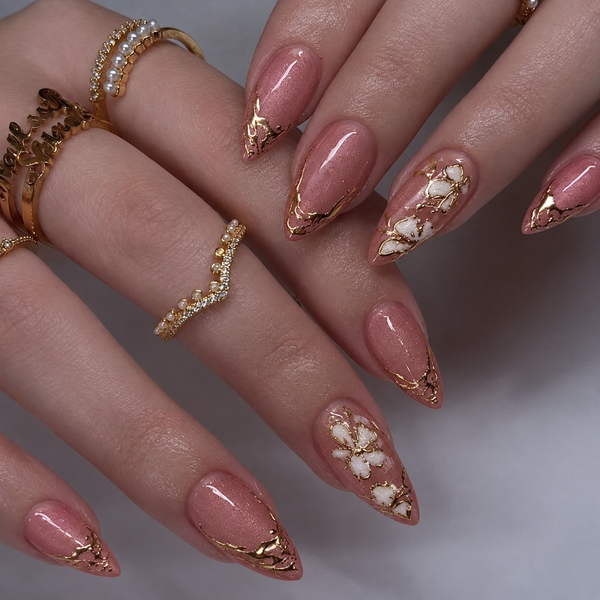 30 pcs cherry blossom gilt peach powder cat eye