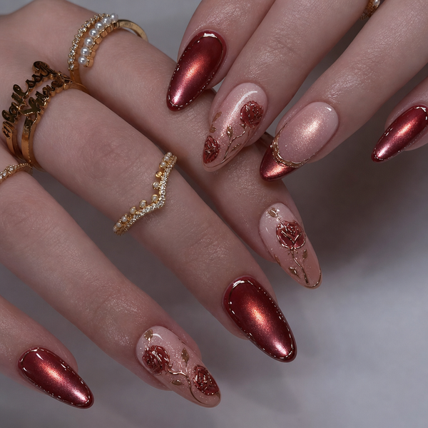 30 Burgundy Gilt Roses