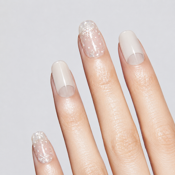 Christmas White Matte Snowflake Sheer Gel Nail Stickers