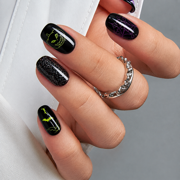 Halloween Pumpkin Bat Spider Web Gel Nail Stickers
