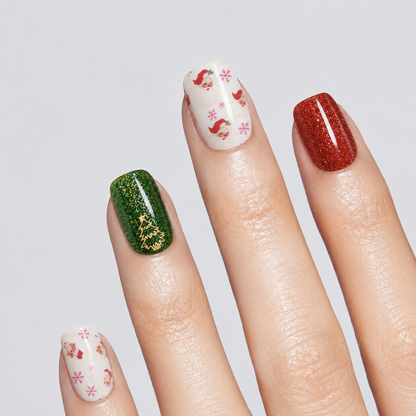 Christmas Santa Snowflake Glitter Gel Nail Stickers