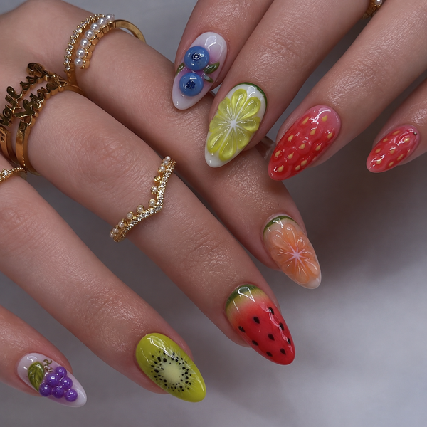 30 pieces of three-dimensional fruit color super short almonds
