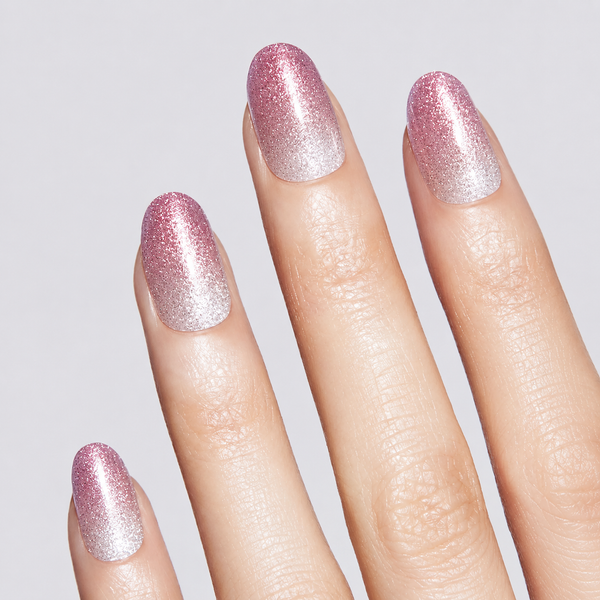 Rose Pink to Silver Ombre Glitter Gel Nail Stickers