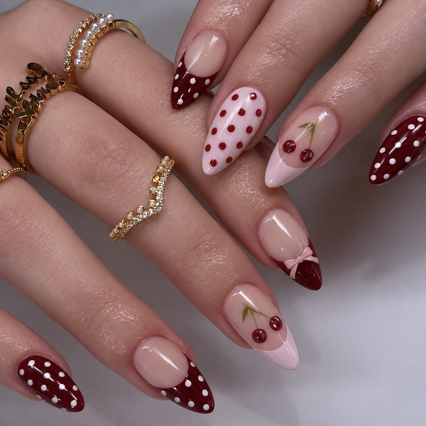 30 Pink Brown Berry Polka Dot French Bows