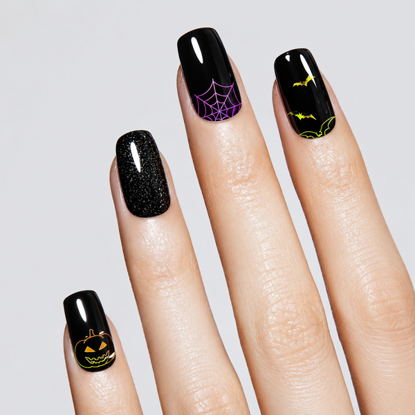 Halloween Pumpkin Bat Spider Web Gel Nail Stickers