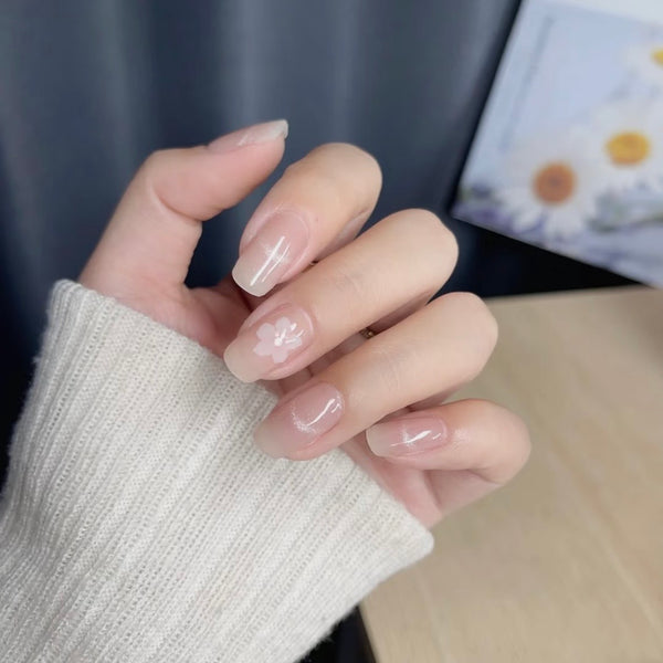 UV Gel Sticker Semi-cured White Flower