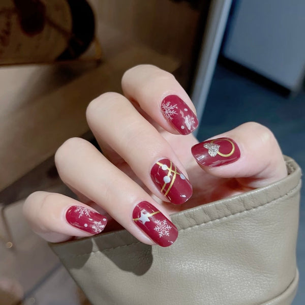 UV Gel Sticker Semi-cured Red Snowflake