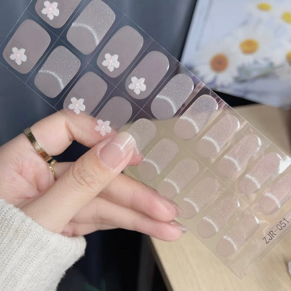 UV Gel Sticker Semi-cured White Flower