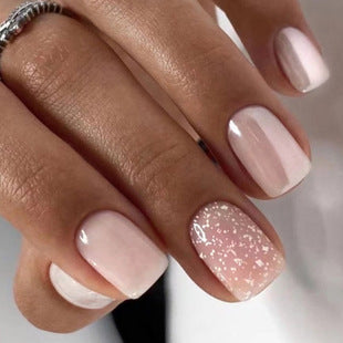 Simple White Edge Jelly Powder Nail Patch