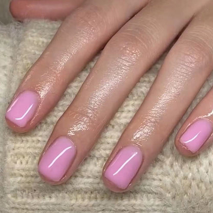 Solid color short square nail