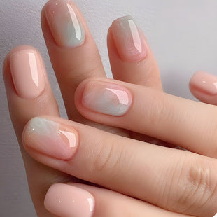 Simple White Edge Jelly Powder Nail Patch