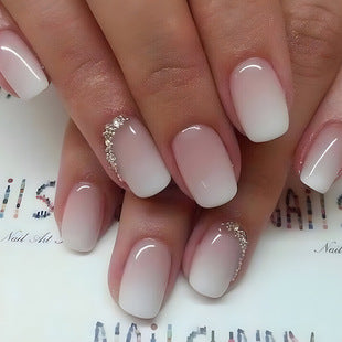 Simple White Edge Jelly Powder Nail Patch